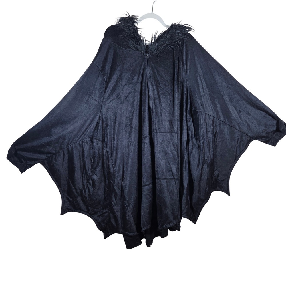 Torrid Bat Hooded Fleece Dress Womens 6 Deep Black Faux Fur Winged Goth Costume